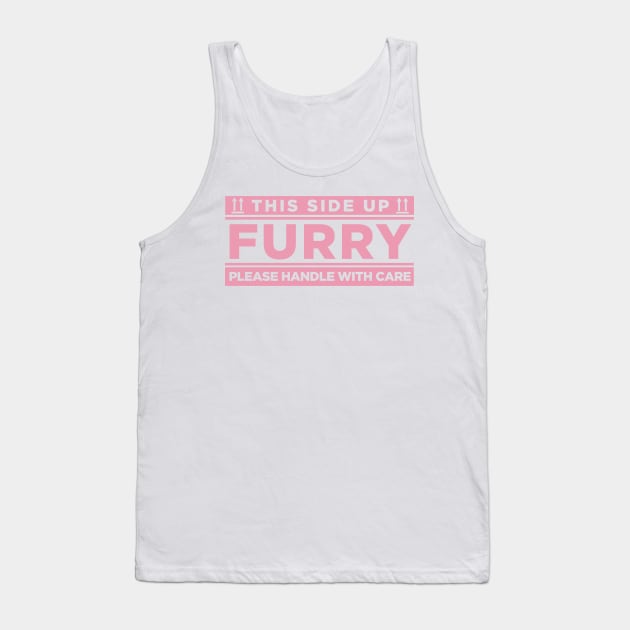 Pink - Furry, Please Handle with Care Tank Top by wogglebugg